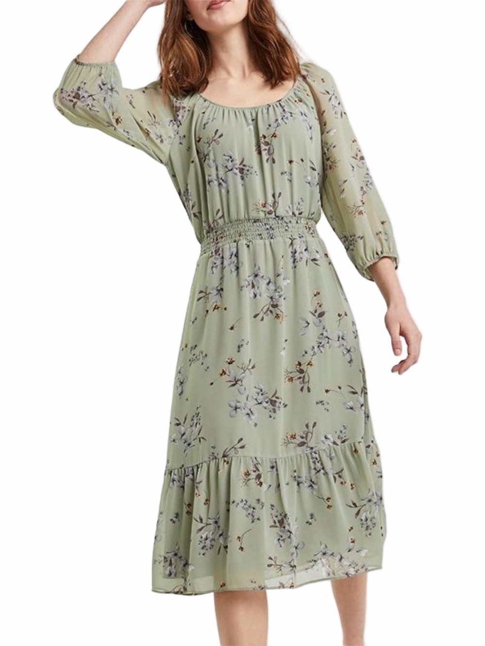 37. Reitmans Sage Green Floral Midi Dress